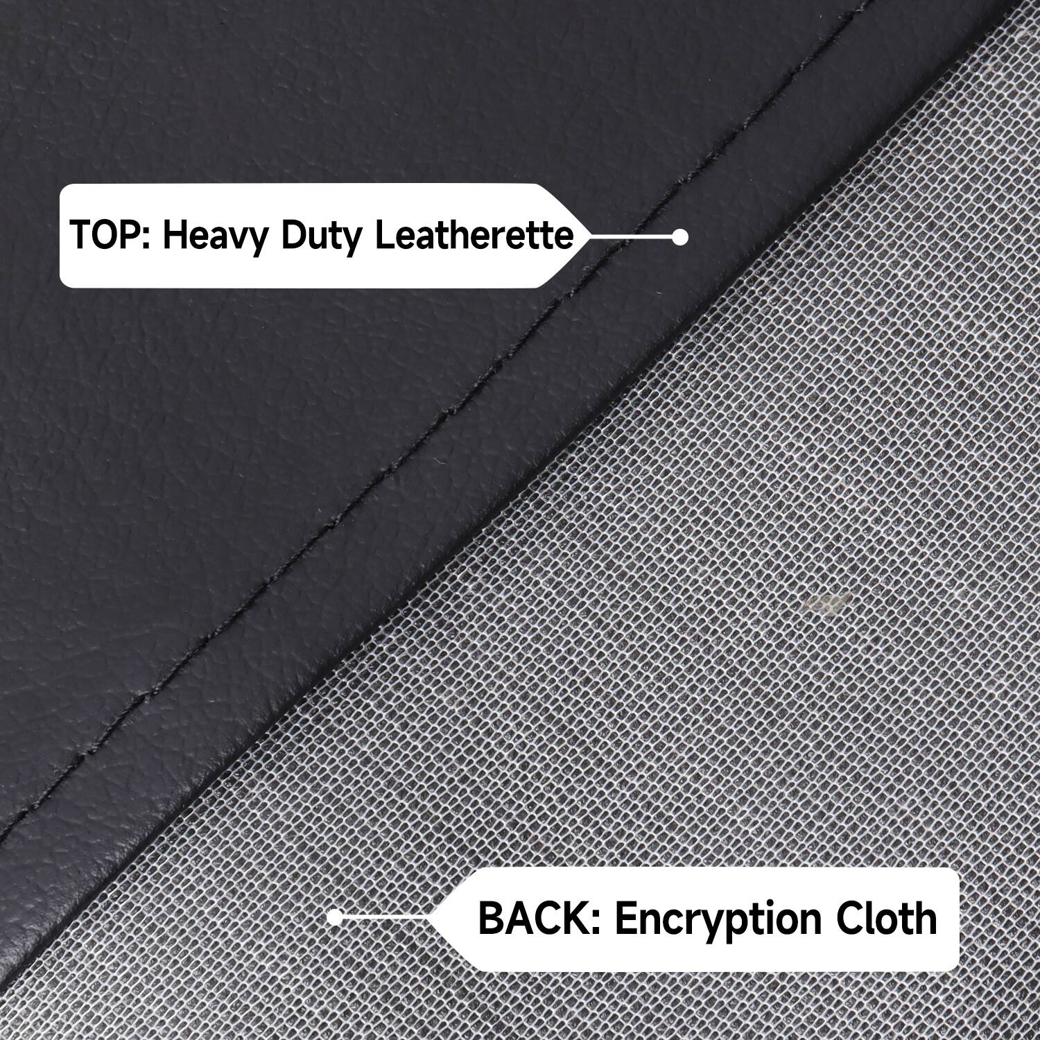 TOP: Heavy Duty Leatherette
BACK: Encryption Cloth