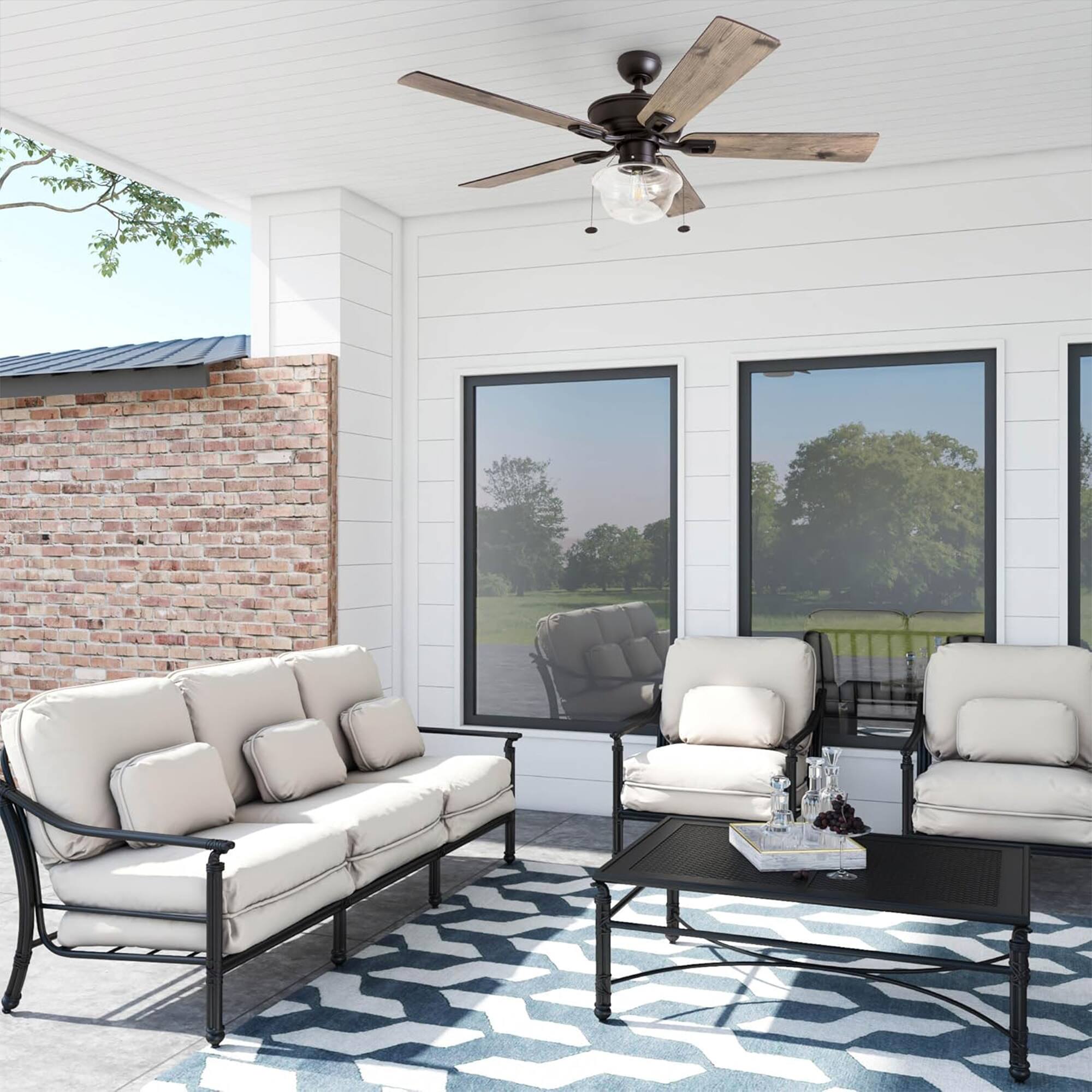 Alt View 1. HKC - Prominence Home Abner 52" Farmhouse Indoor/Outdoor Ceiling Fan w/ Chain, Bronze - Bronze.