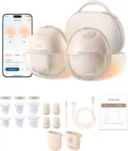 eufy - Heated Wearable Breast Pump S1 Pro & Original Diaphragm (2-Pack), Slim Hands-Free Breast Pump Hospital-Grade Suction - Brown