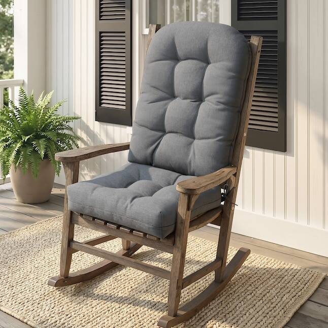 Alt View 4. Crestlive Products - Crestlive Products 1pc Outdoor Adirondack High Back Chair Cushion with Ties Light Gray High back patio chair cushion - Light gray.
