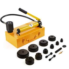 VEVOR - Hydraulic Knockout Punch Kit, 15 Ton 1/2" to 4" Conduit Hole Cutter Set, KO Tool Kits with Puncher 10 Piece - Yellow