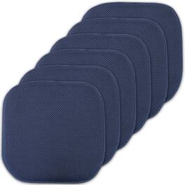Sweet Home Collection - Honeycomb Memory Foam No Slip Back 16" x 16" Chair Pad Cushion, 6-Pack - Navy