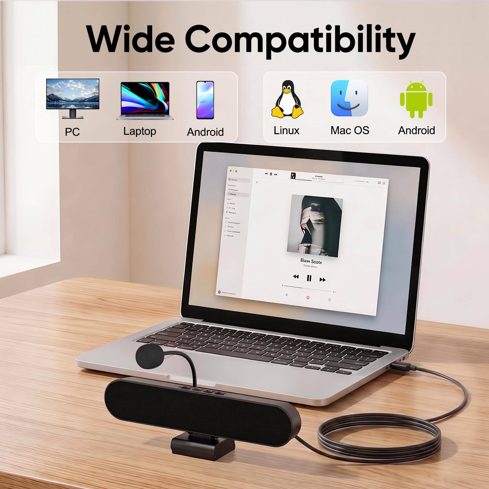 Wide Compatibility  
PC Laptop Android Linux Mac OS Android