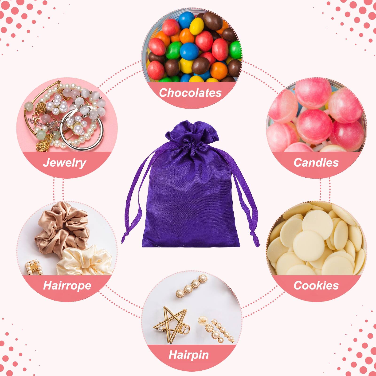 Chocolates, Jewelry, Candies, Hairrope, Cookies, Hairpin