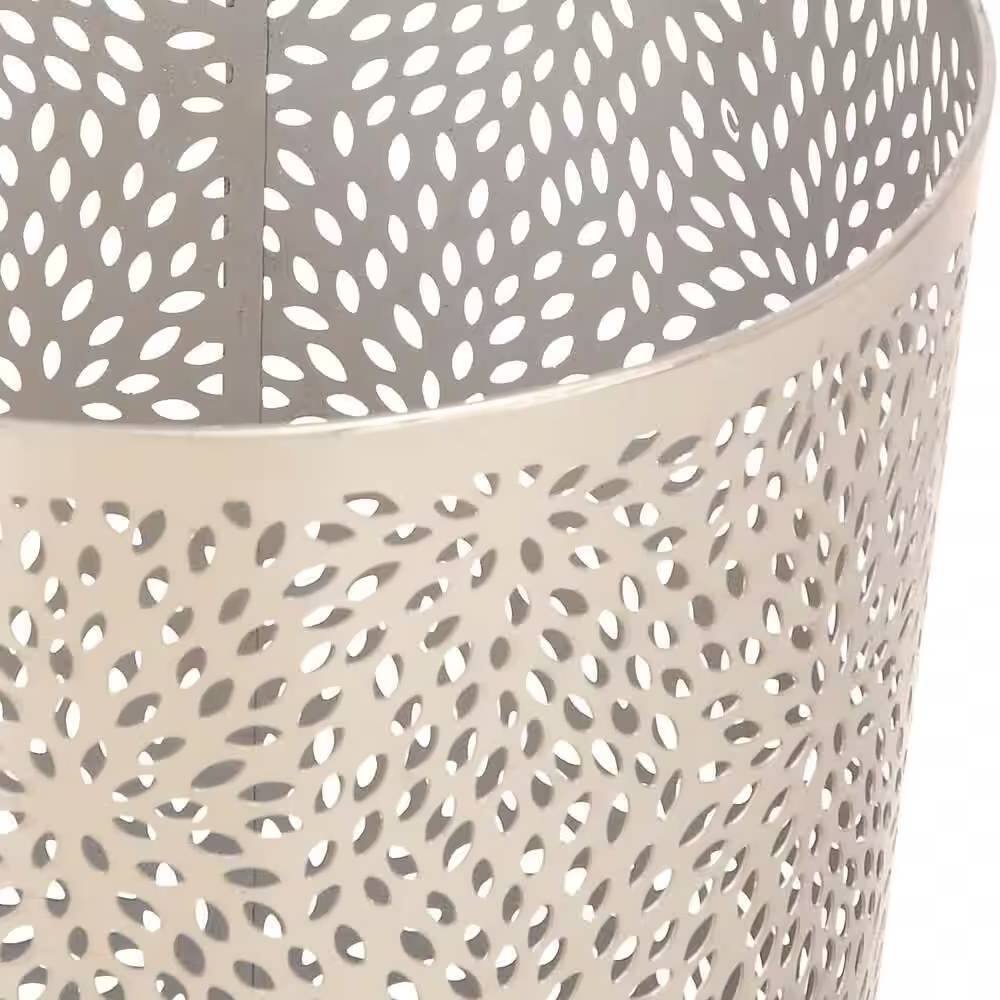 Angle. Hivvago - 1.3 Gallon Metal Floral Pattern Trash Can Waste Basket in Silver - Silver.