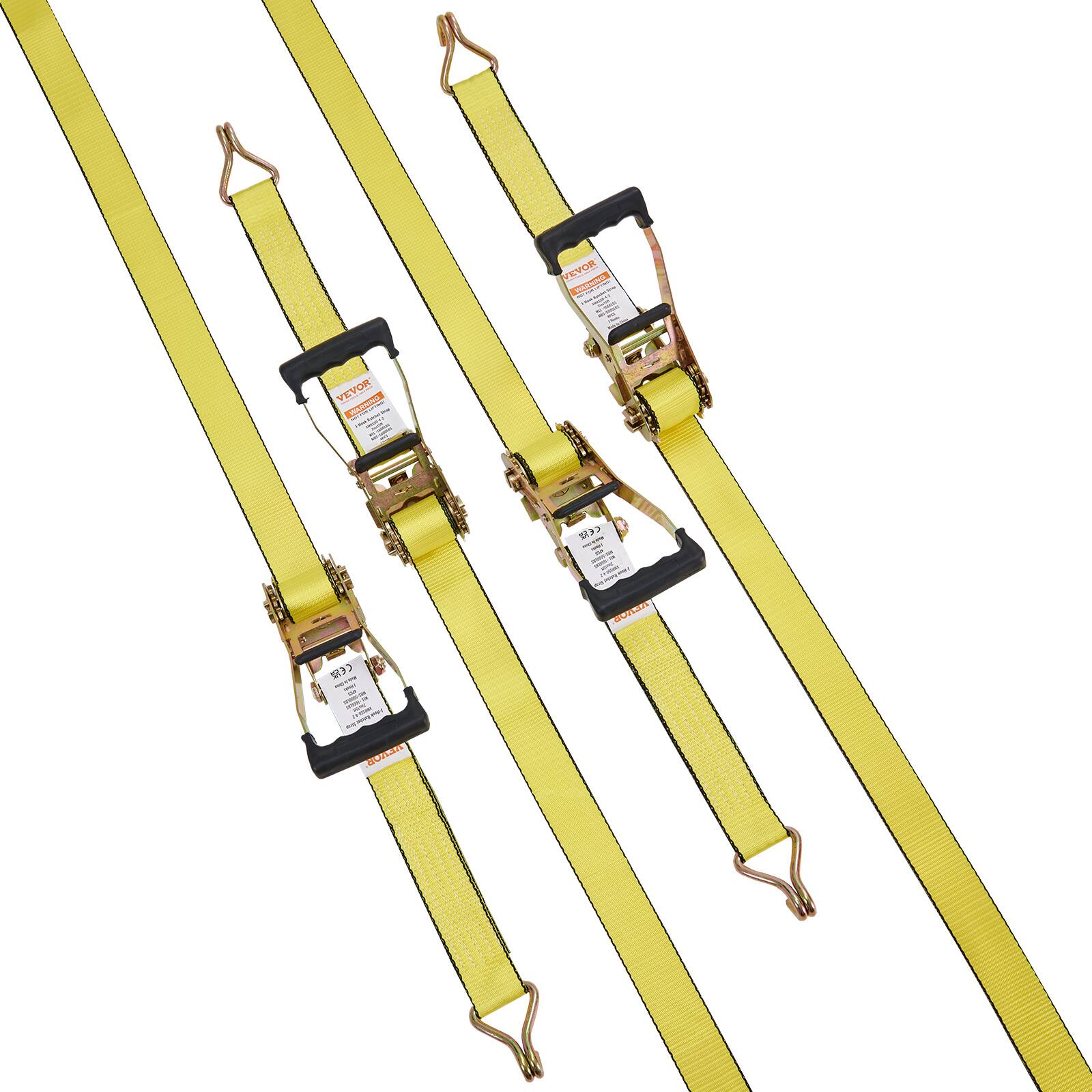 VEVOR Ratchet Tie Down Straps (4PK), 5000 lb Break Strength, Double J ...