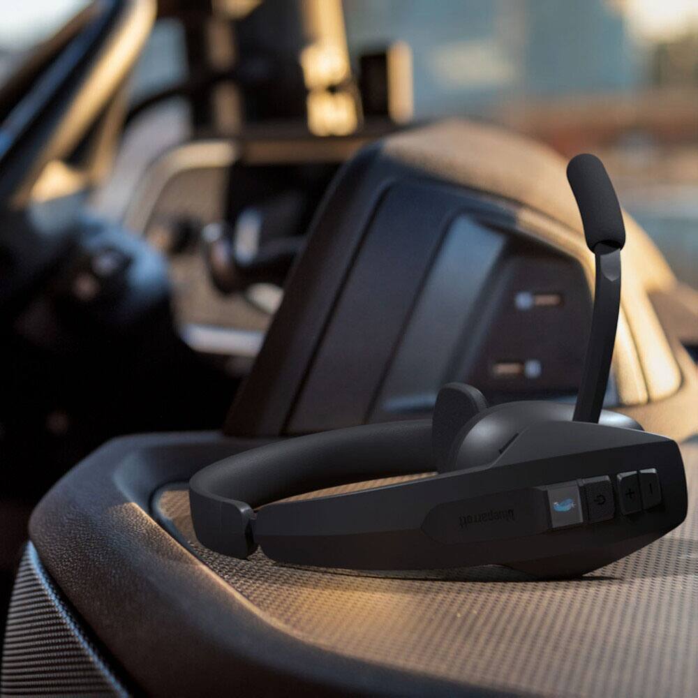 Alt View 8. BlueParrott - Pro B450 Wireless Bluetooth Mono Headset with 98% AI Voice Isolation Mics, ANC audio, and All-Day Comfort - Black.