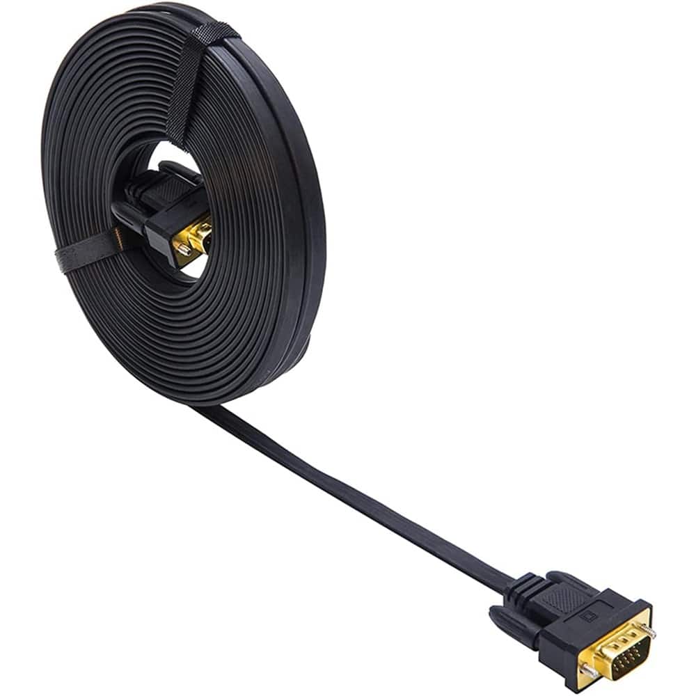 PARKER SLATER - VGA to VGA Cable – Ultra Thin Flat, 15-Pin Male-to-Male, 25 Ft Black