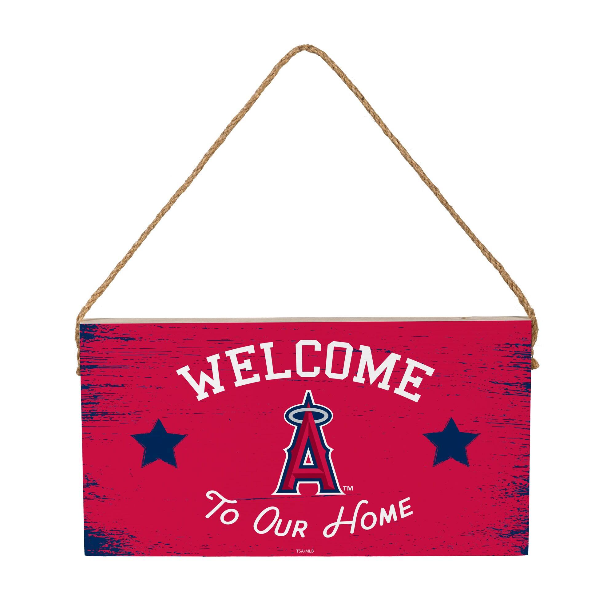 Los Angeles Angels 6" x 11" Welcome Home Wood Wall Sign with Rope Hanger