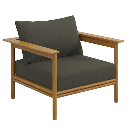 Front. Outdoor Escape - Outdoor Patio Armchair Set Of 2 In Teak Wood For Cozy Outdoor Living - Gray.