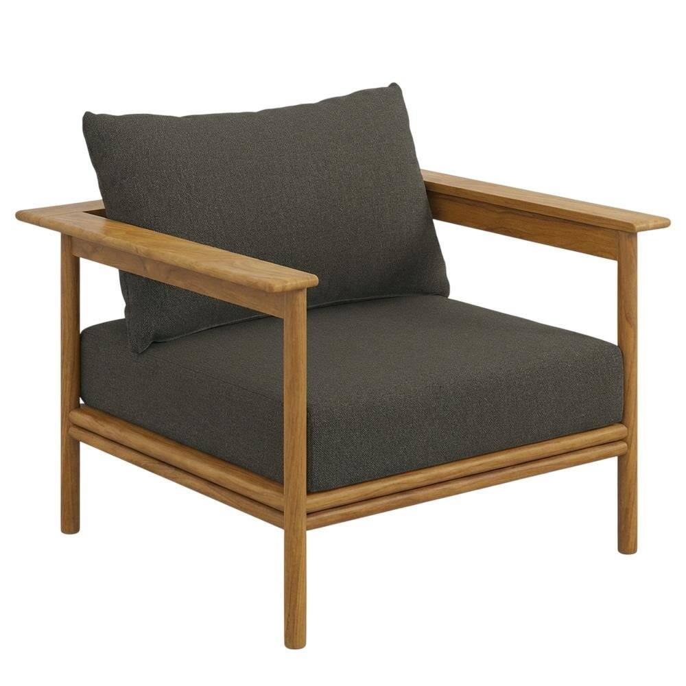 Front. Outdoor Escape - Outdoor Patio Armchair Set Of 2 In Teak Wood For Cozy Outdoor Living - Gray.