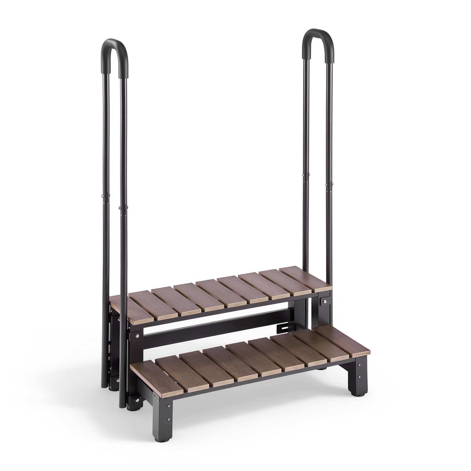 VEVOR - Hot Tub Steps with Handrail 2-Step Spa Outdoor Stairs 550lbs Capacity, 32.3in Wide Step, Steel & Plastic, Easy Assembly - Brown;Black price history on PriceWatchPro