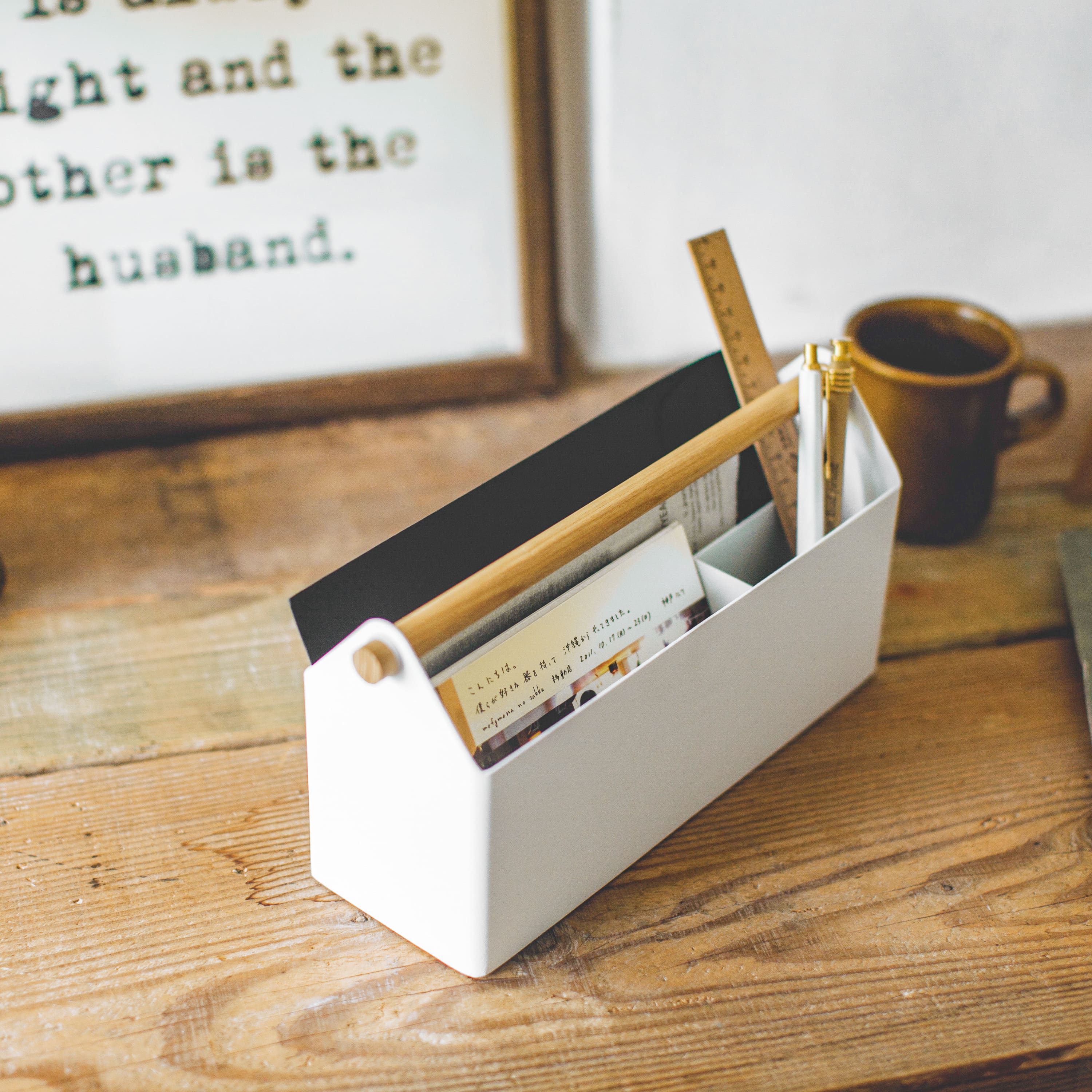 Yamazaki Home - Pen + Desk Organizer - Large - Steel + Wood
