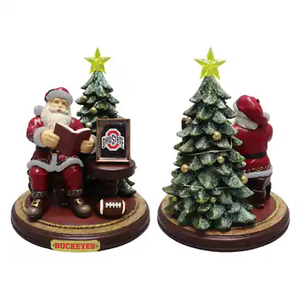 Front. The Memory Company - Ohio State Buckeyes Christmas Story Santa Figurine - Multicolor.