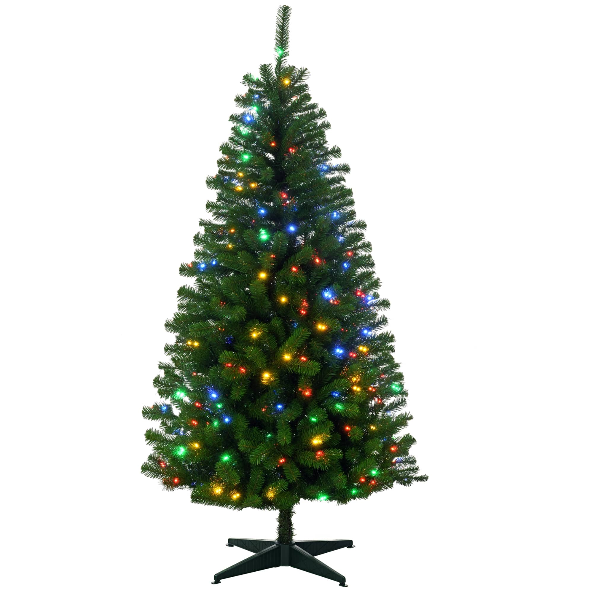 Homcom - 6ft Prelit Artificial Christmas Tree, 584 Branches 212 Warm or Colorful LEDs, Auto Open - Green