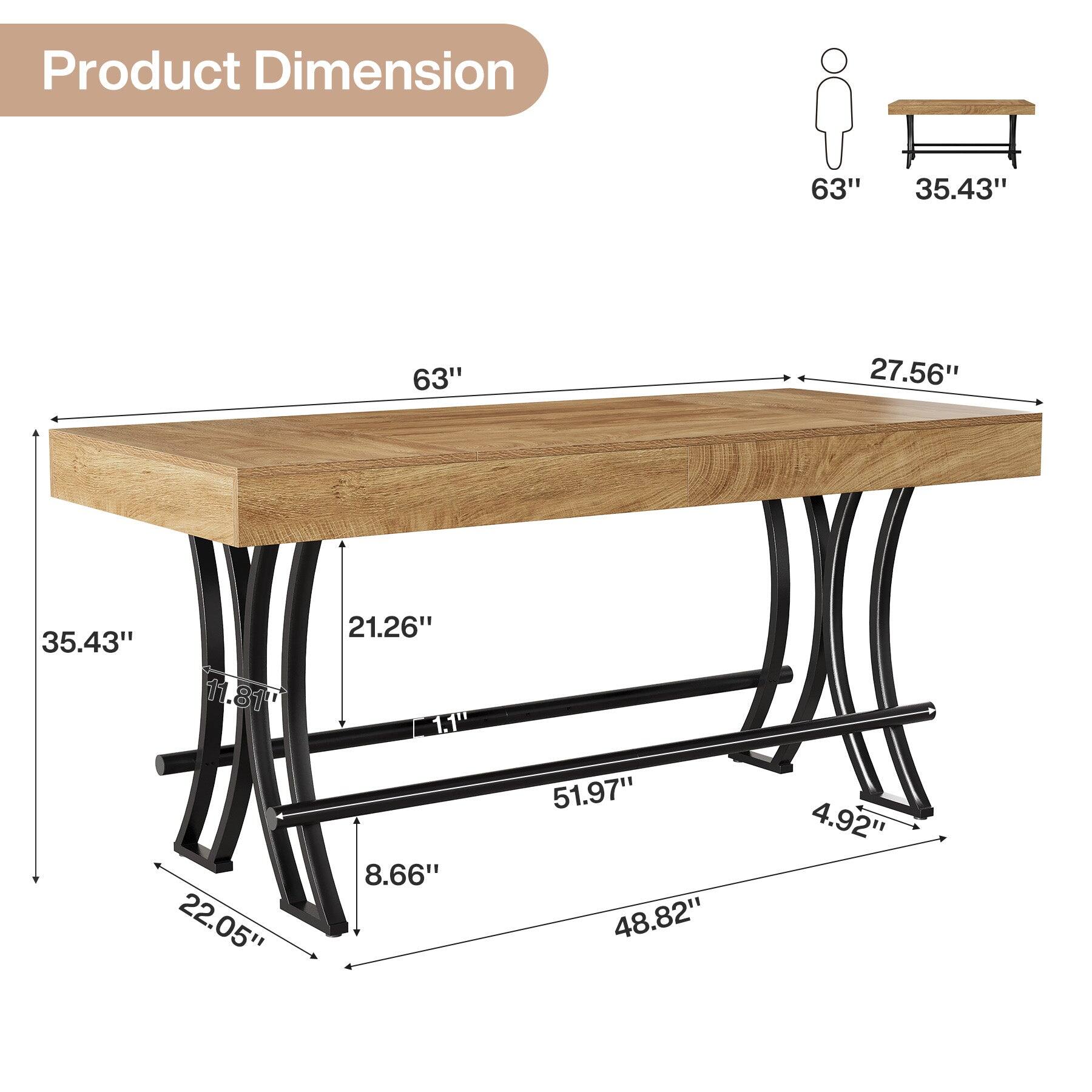 Product Dimension  
63"  
35.43"  
63"  
27.56"  
35.43" 11.81" 22.05"  
21.26" 1.1" 8.66"  
51.97" 48.82"  
4.92"