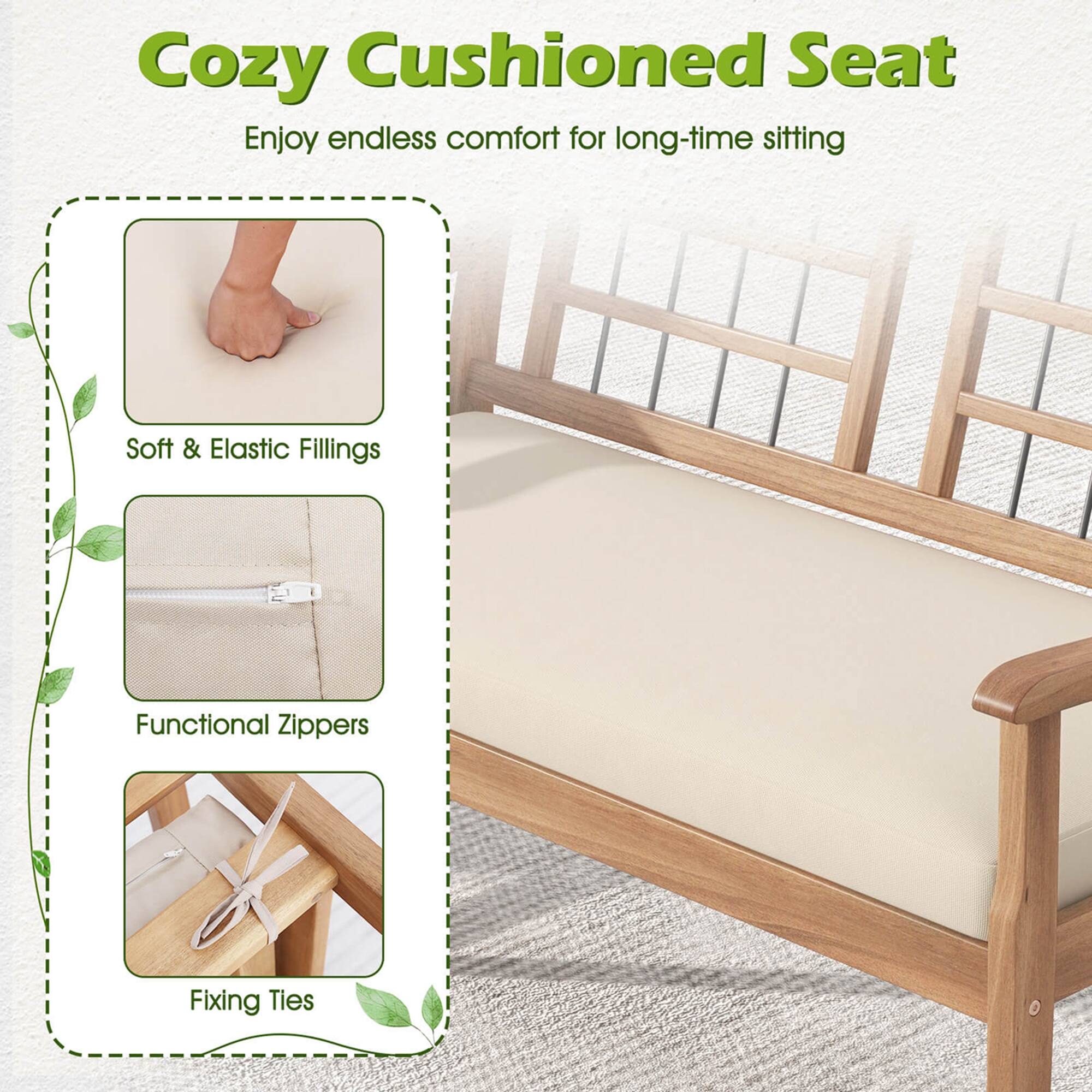 Cozy Cushioned Seat: Enjoy endless comfort for long-time sitting. Soft & Elastic Fillings: Functional Zippers: Fixing Ties.
