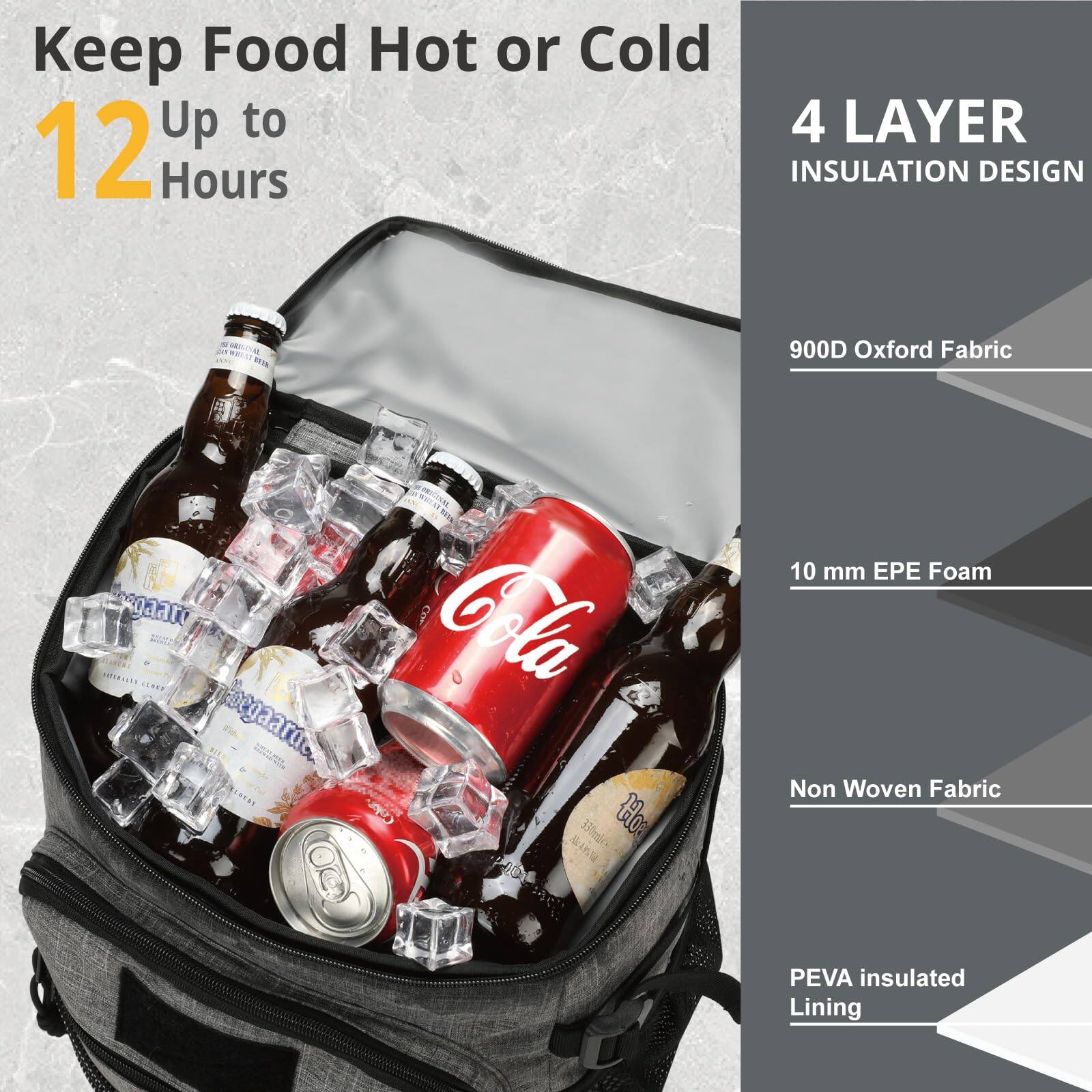 Alt View 1. Live At Space - Backpack Cooler  25l Insulated Leak proof Heavy Duty Large Lunch Waterproof Ice Chest For Men Women Adults Work Daytrip - Black Camo.