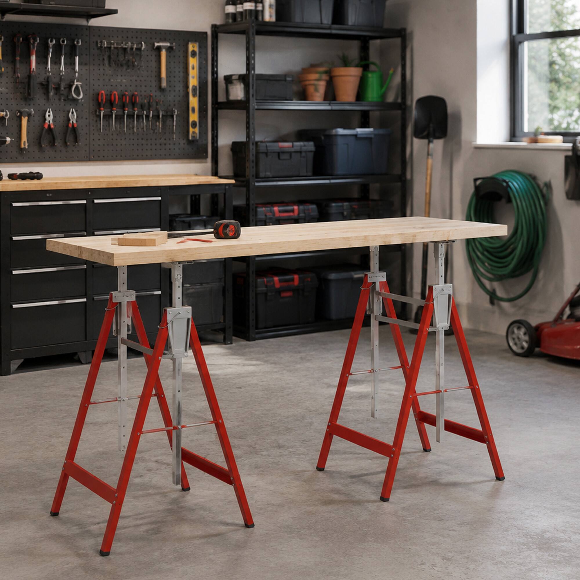 Homcom of 2 Adjustable Telescopic Builders Trestle, DIY Steel Work ...