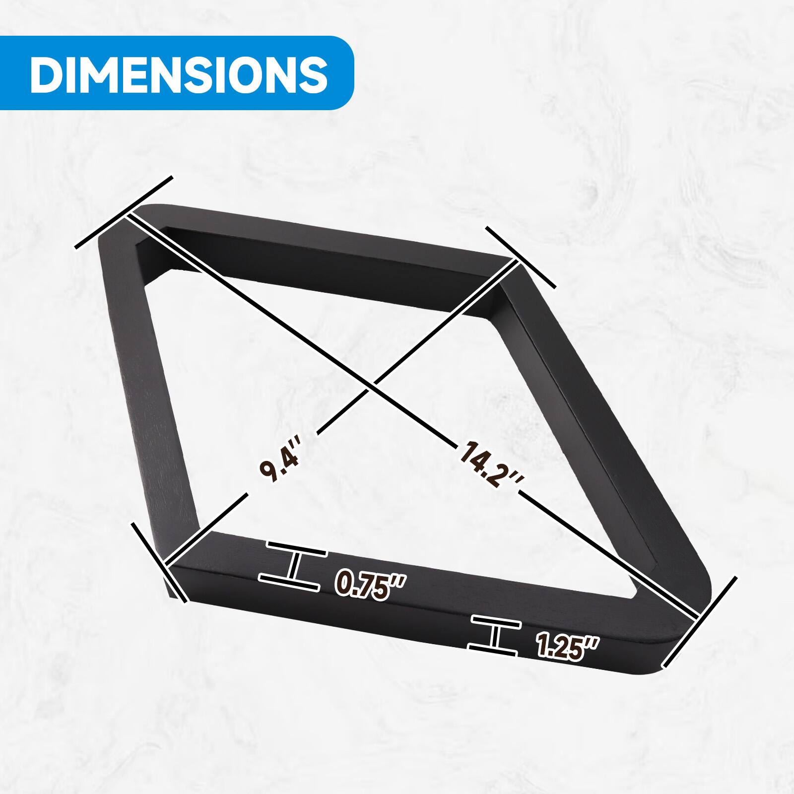 DIMENSIONS 9.4" I 14.2" I 0.75" I 1.25"