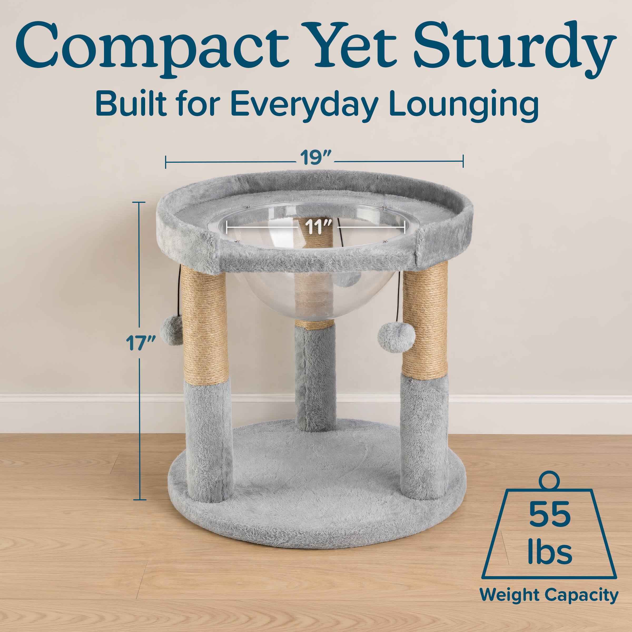 Compact Yet Sturdy  
Built for Everyday Lounging  

19"  
11"  
17"  
55 lbs  
Weight Capacity
