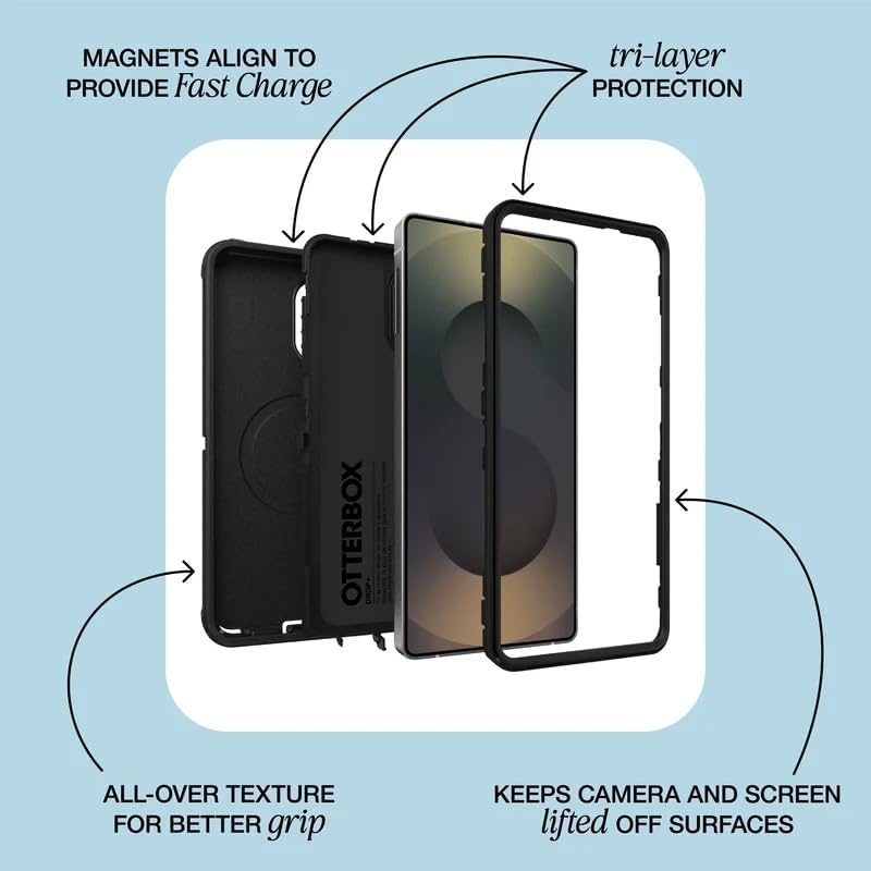 MAGNETS ALIGN TO PROVIDE Fast Charge  
tri-layer PROTECTION  
OTTERBOX  
ALL-OVER TEXTURE FOR BETTER grip  
KEEPS CAMERA AND SCREEN lifted OFF SURFACES