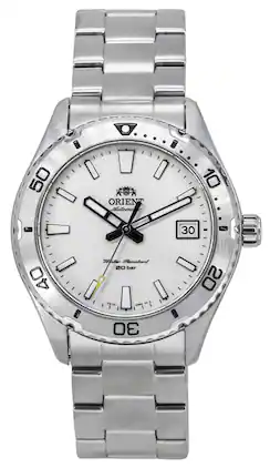 Orient - Sports Mako Stainless Steel Dial Automatic Diver's RA-AC0Q03S10B RA-AC0Q03S30B 200M Men's Watch - White