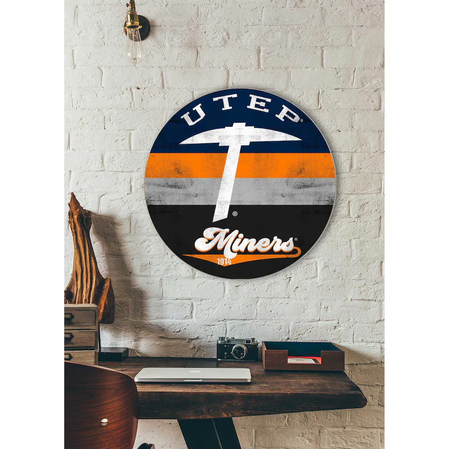 Utep Hand Sign Jardine UTEP Miners 20'' x 20'' Retro Logo Circle Sign Orange 5200891 ...