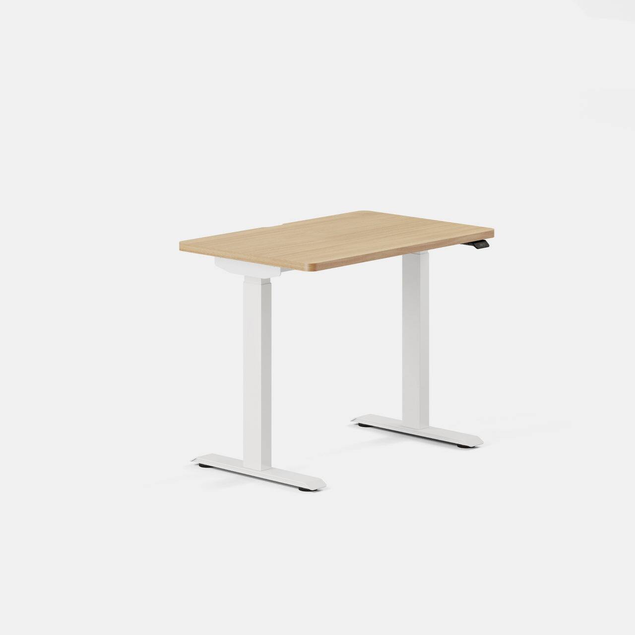 Angle. Branch Furniture - Duo Standing Desk 36" – Adjustable Desk with OLED Control Panel, Frameless Design & Compact Footprint - Woodgrain / White.