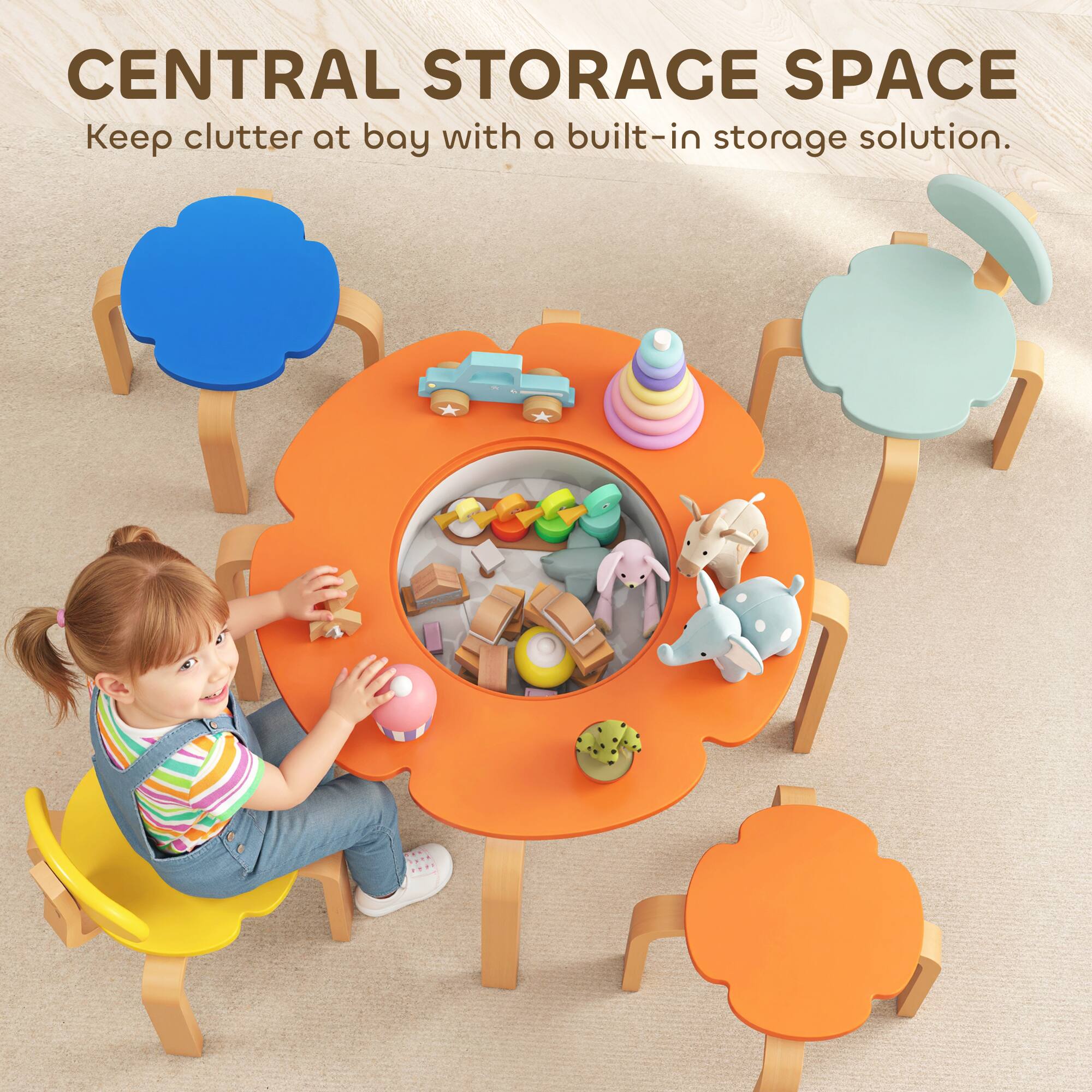 CENTRAL STORAGE SPACE  
Keep clutter at bay with a built-in storage solution.