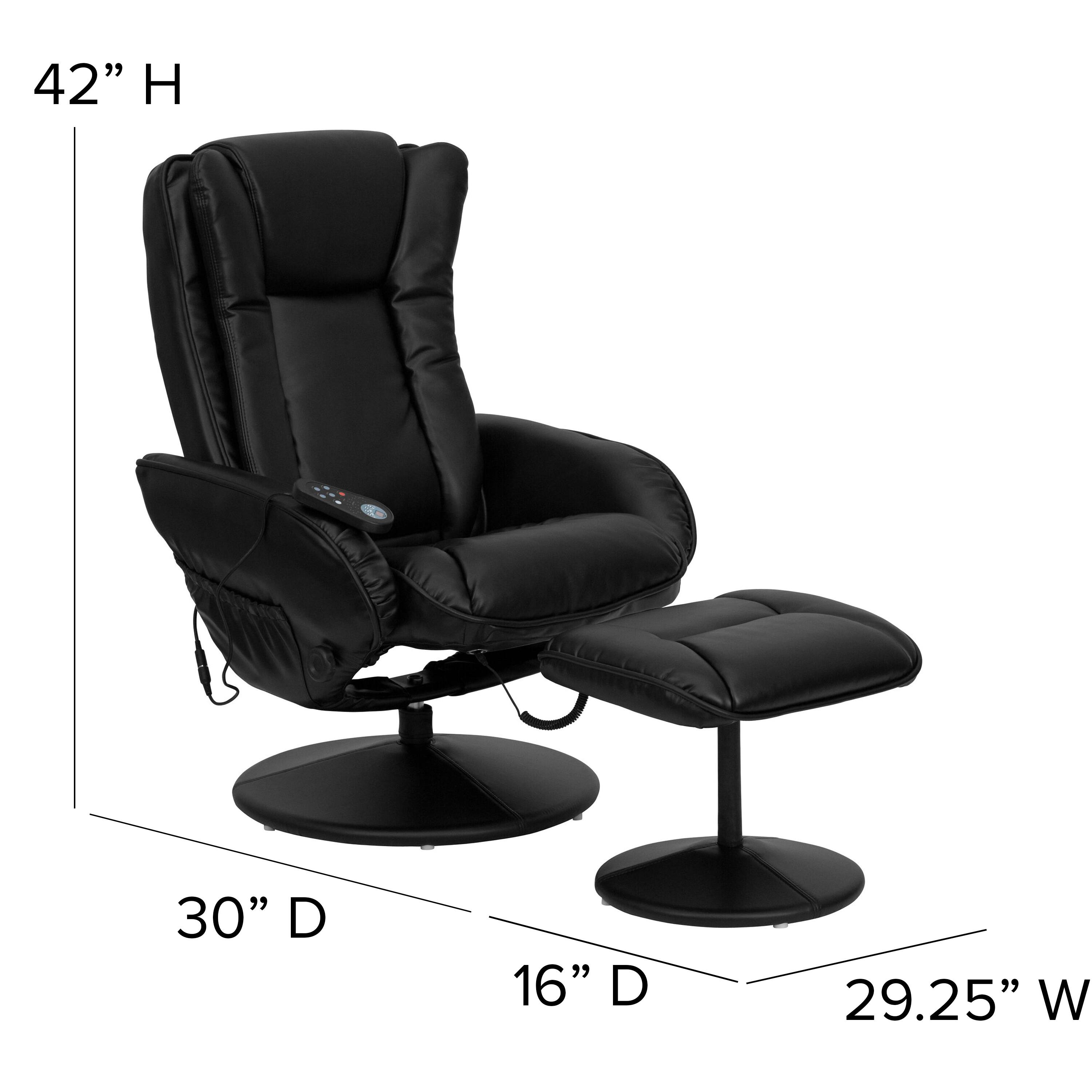 Alt View 15. Alamont Home - Massaging Multi-Position Plush Recliner with Side Pocket and Ottoman - Black.