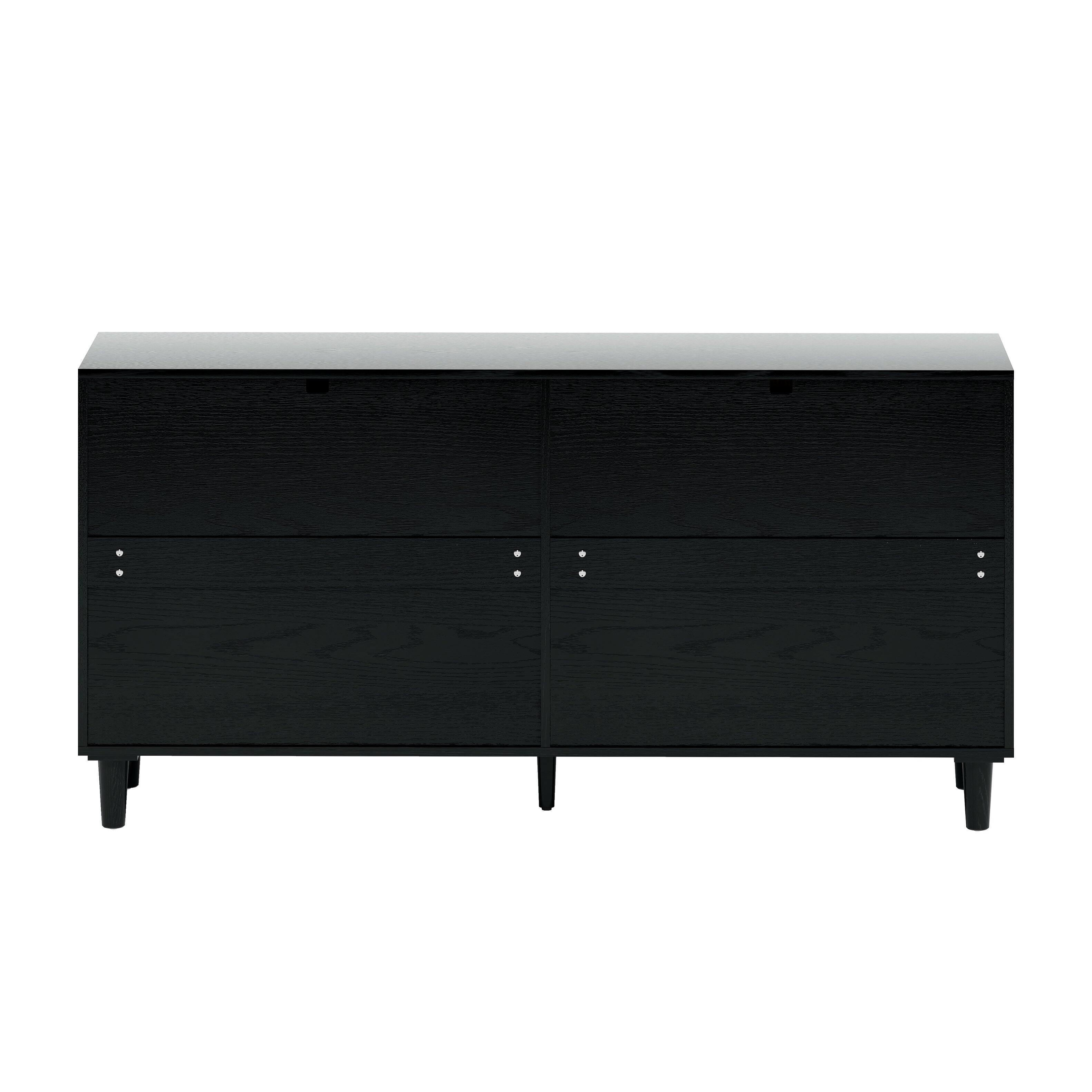 Alt View 2. Spaco - Spaco 59" Rattan 6-Drawer Dresser, Metal Handle and Wood Legs, for Bedroom, Living Room, Hallway - Black.
