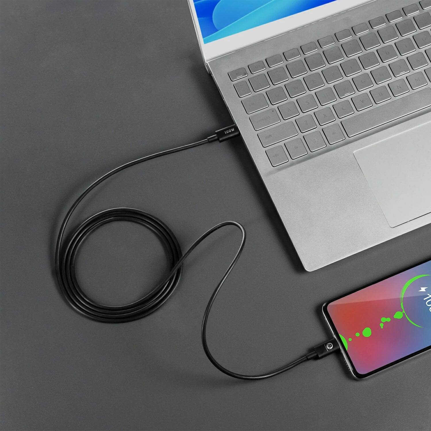 Back. GravaStar - GravaStar USB-C 100W Fast Charging Cable with PD3.0 and QC3.0 1.5m Black - Black.
