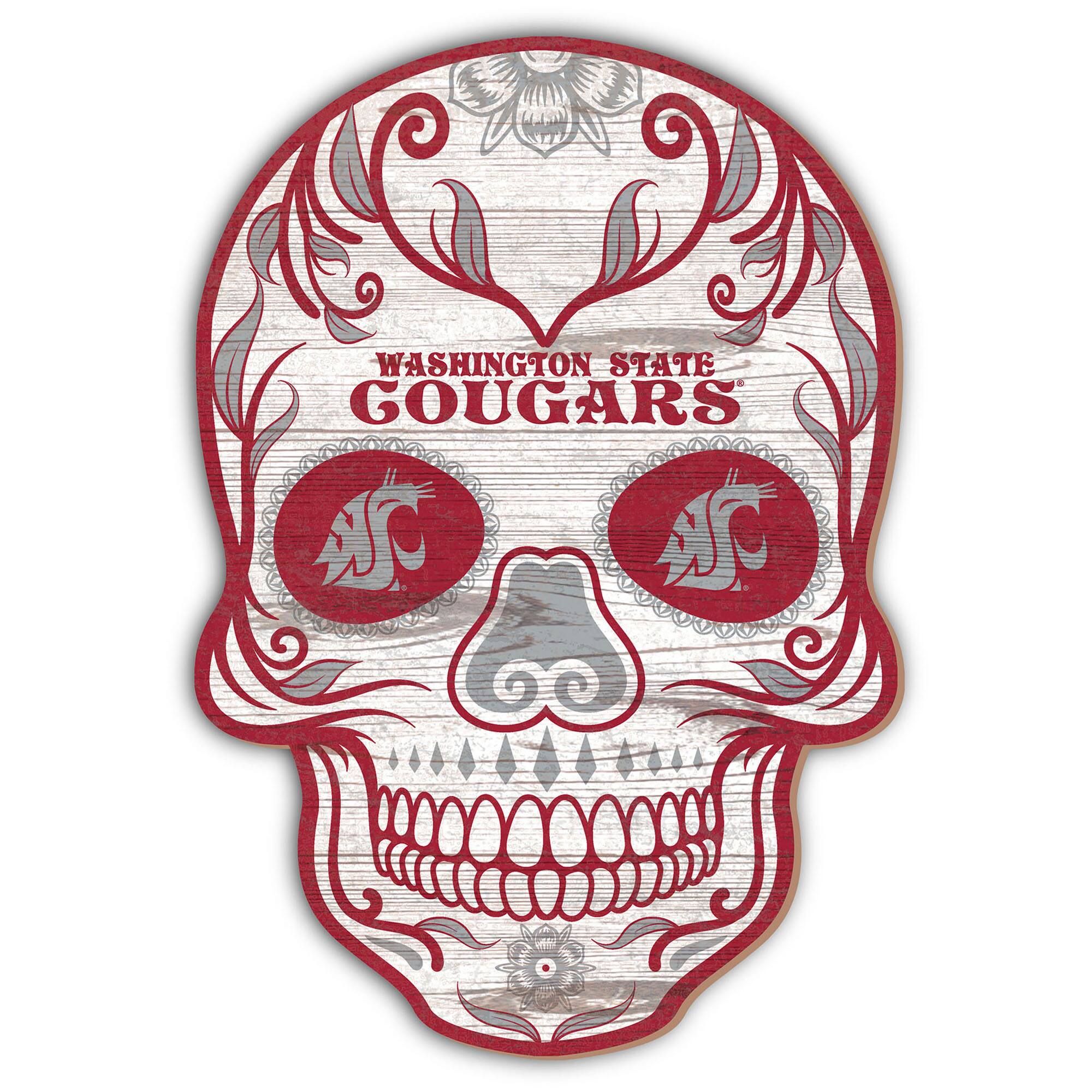 Washington State Cougars 12'' Sugar Skull Sign