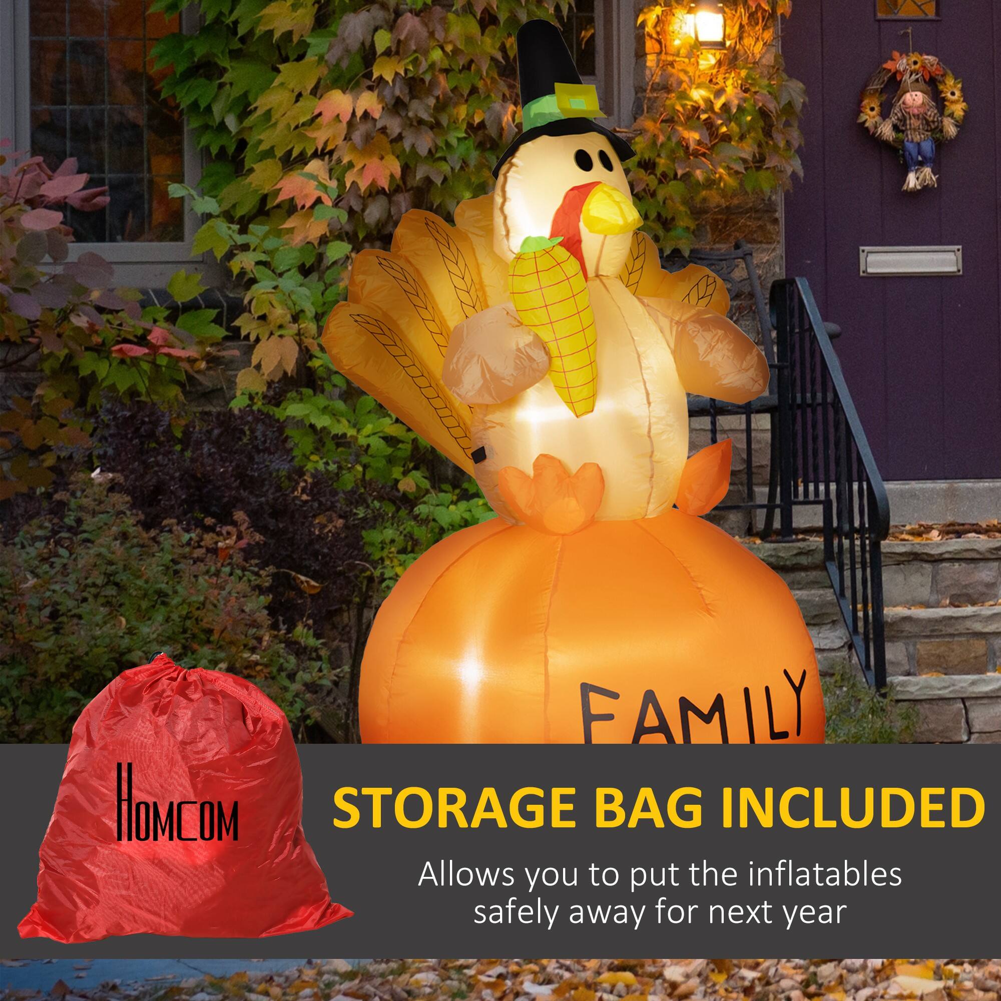 FAMILY HOMCOM STORAGE BAG INCLUDED. Allows you to put the inflatables safely away for next year.