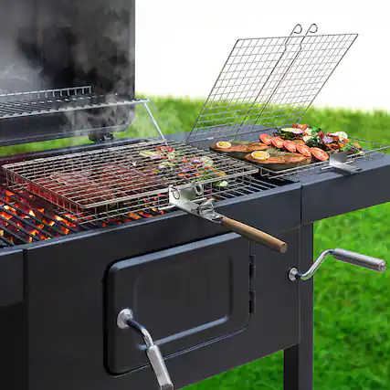 Front. Sorbus - Sorbus 2 Pack Grill Basket - Stainless Steel Large Barbecue Grilling Basket with Handle, Portable BBQ Accessories - Silver.