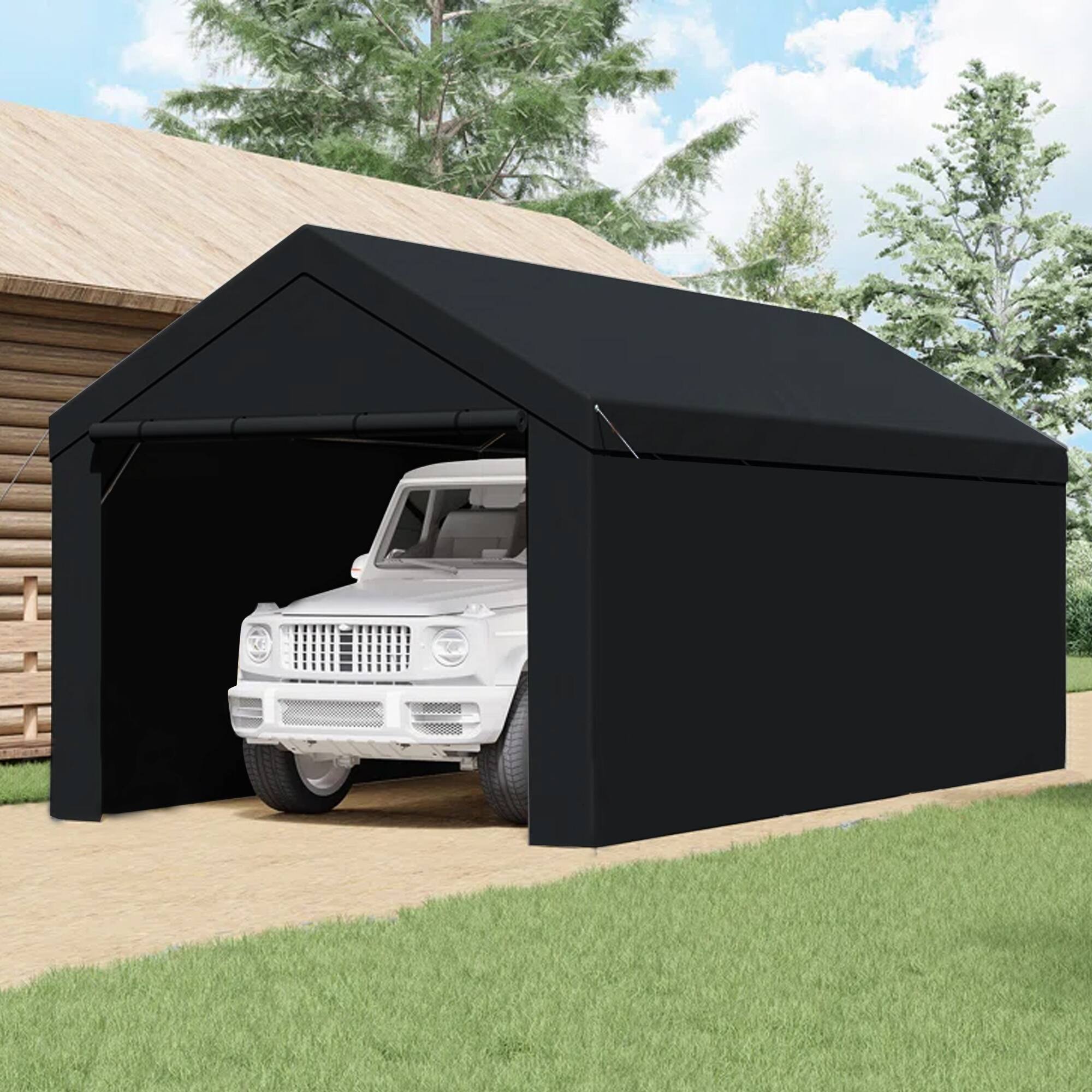 Alt View 3. Caravan Canopy - Caravan Canopy Domain 20x10 Foot Carport Tent Sidewalls, Black (Sidewalls Only) - Black.