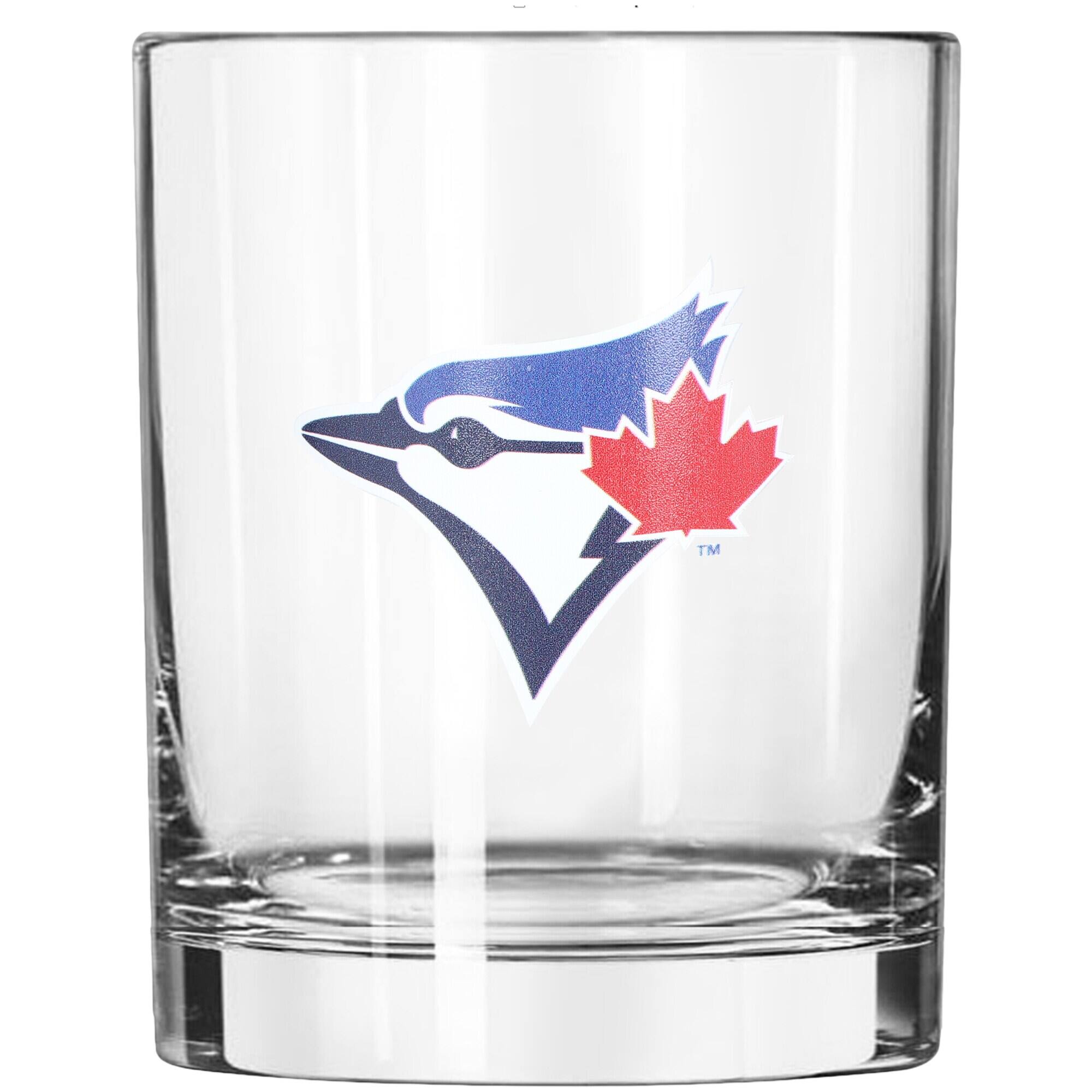 Alt View 1. Logo Brands - Toronto Blue Jays Letterman 14oz. Rocks Glass - Multicolor.