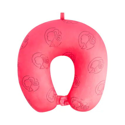 Front. Ful - Mattel Barbie Profile Memory Foam Travel Neck pillow - PINK.