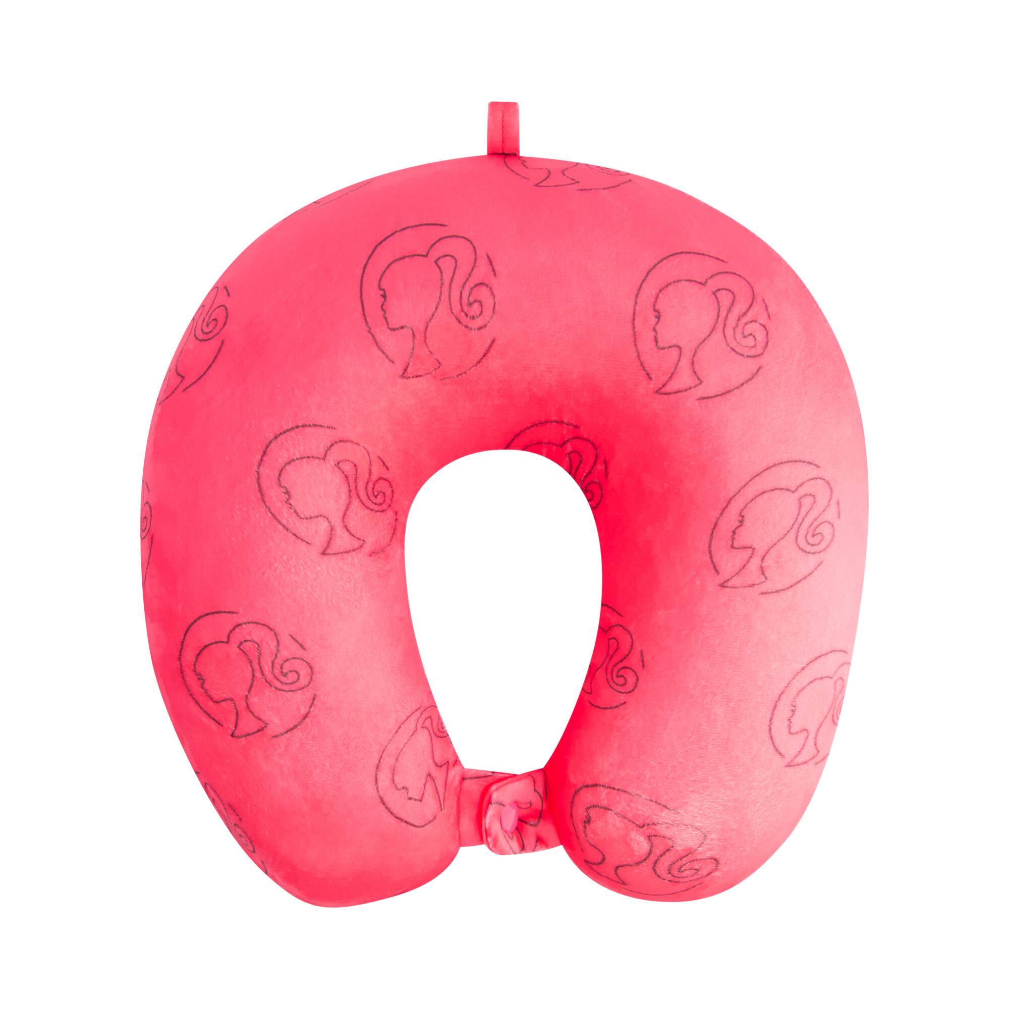 Front. Ful - Mattel Barbie Profile Memory Foam Travel Neck pillow - PINK.