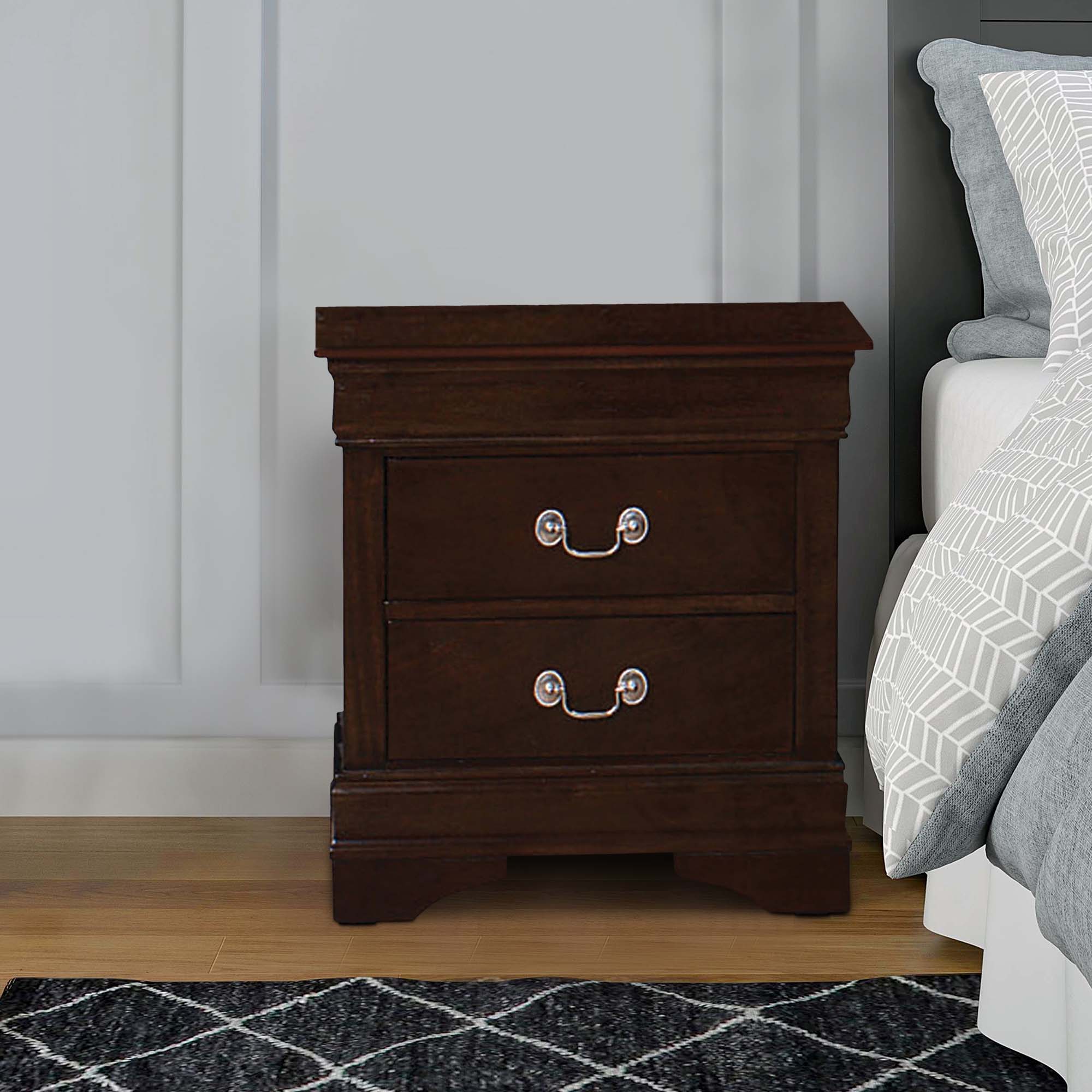Alt View 2. Manhattan Lane - Nim 24 Inch 2 Drawer Nightstand, Classic Bail Handles, Cappuccino - Cappuccino Brown, Nickel.