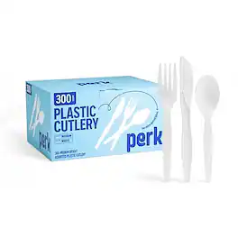 Perk - Polystyrene Assorted Cutlery, Medium-Weight, 300/Pack - White