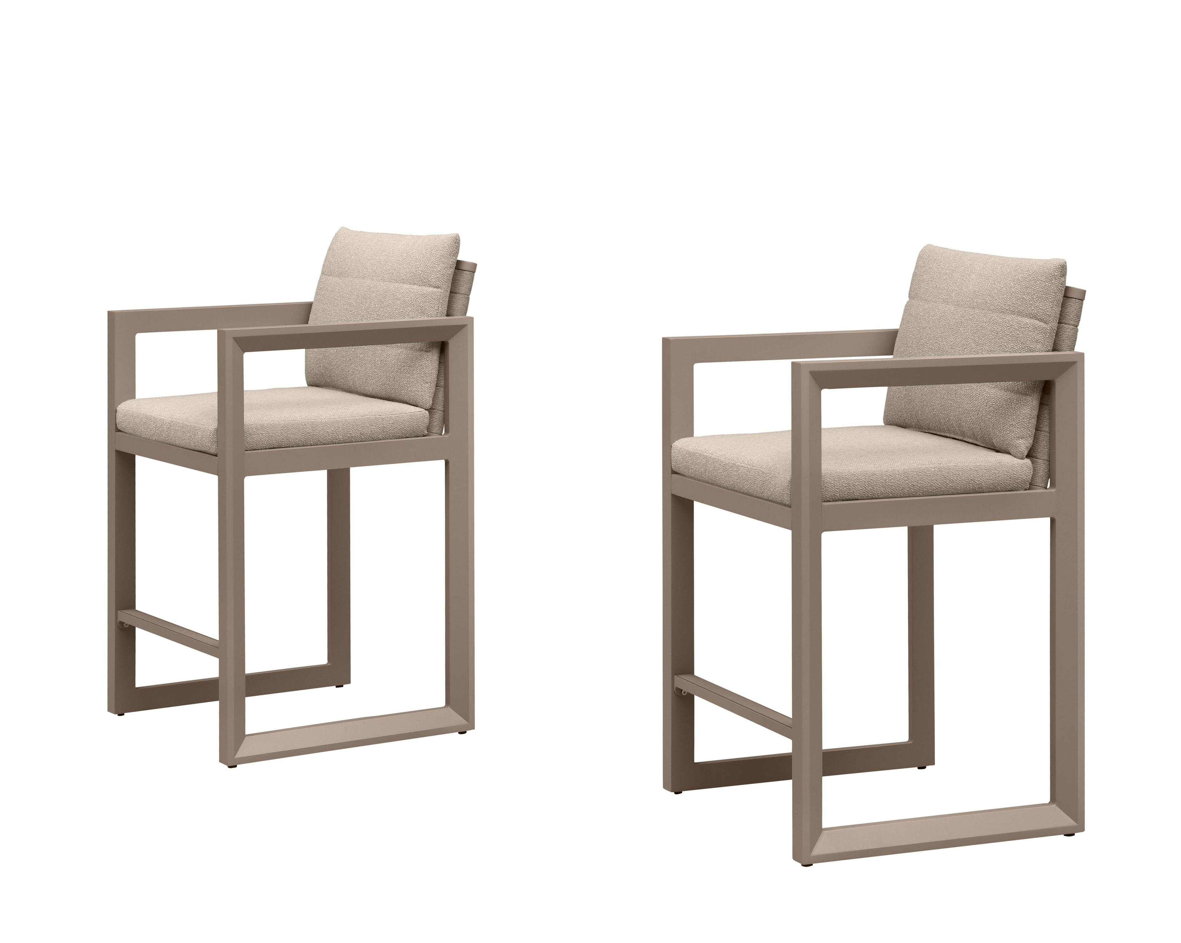 Alt View 10. PURPLE LEAF - Outdoor Caesar Bar Stools Set of 2 Modern Aluminum Barstools with Stainless Removable Cushion for Kitchen Outside Island - Khaki-Counter Stool.