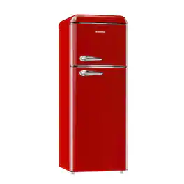 BANGSON - 7.5 Cu.Ft Retro Refrigerator, 2-Door Top Freezer, Adjustable Thermostat, Compact for Home Kitchen Office - Red