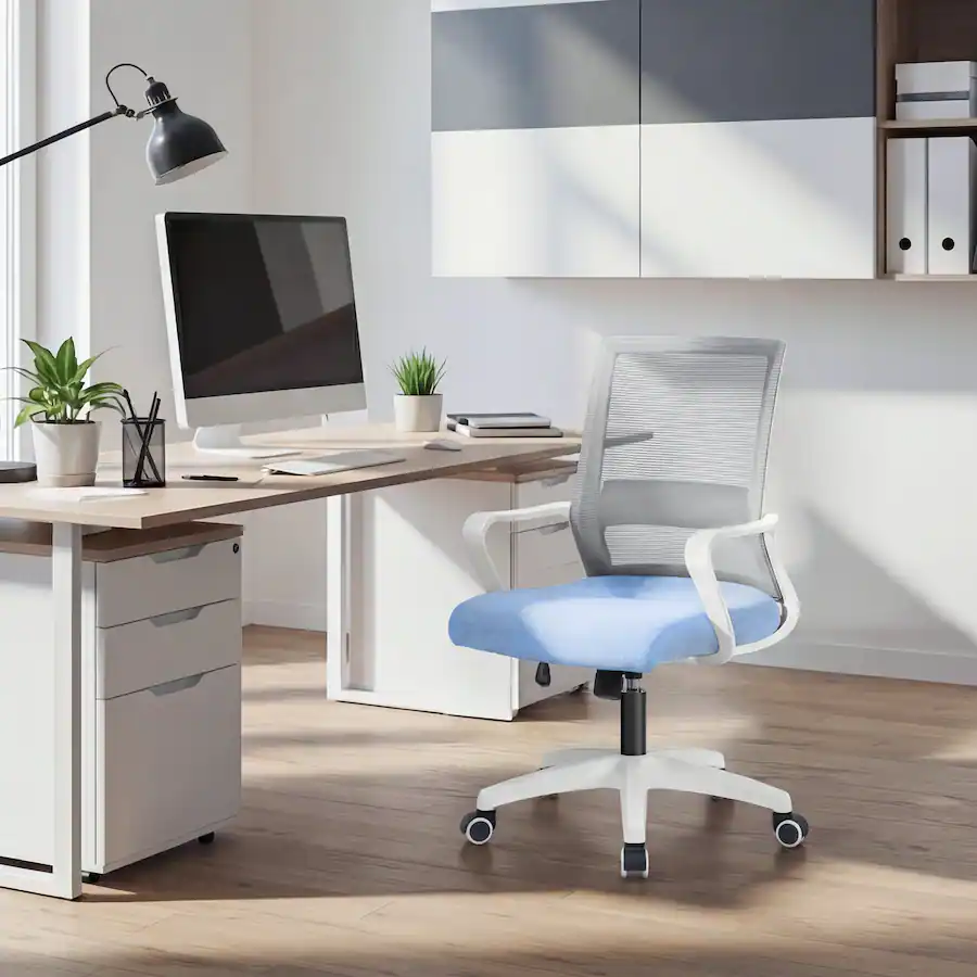 Diff Blue Color Celtoss Ergonomic Mesh Office Chair, Mid Back Desk Chair with Lumbar ...