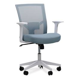 Our Brands - Mesh Back Fabric Task Chair, Supports Up to 275 lb, 17.32" to 21.1" Seat Height, Seafoam Seat/Back - Blue