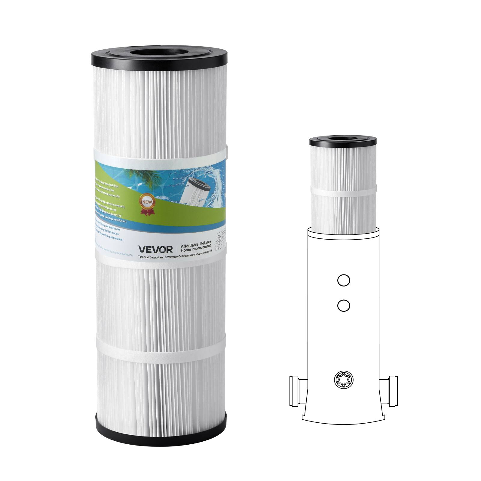 VEVOR - Pool Filter Cartridge, 50 Sq. Ft Spa Hot Tub Filter Cartridge Replacement, Compatible with Hayward C500, CX500-RE - Black