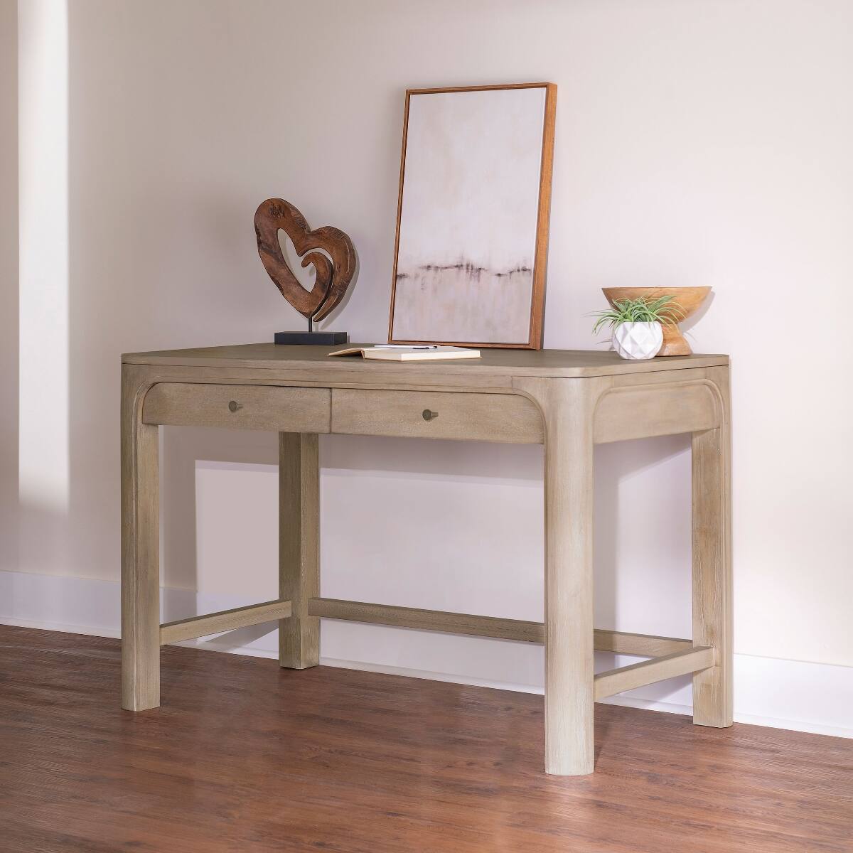 Loheer Makeup Vanity Table, Finish, Two Felt Lined Drawers Weathered ...