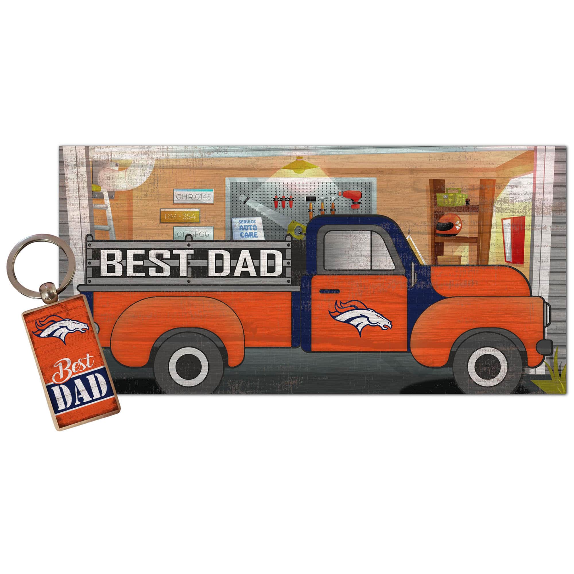 Fan Creations - 6'' x 12'' Best Dad Truck Sign & Key Chain Bundle - Multicolor