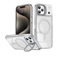 Entronix - Magnetic Phone Case for iPhone 17 Pro - Glossy Finish with Built-In Stand - White